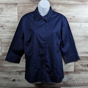 Pier‎ 17* Women's 3/4 Sleeve Button Down Curved Hem Shirt~ Size XL